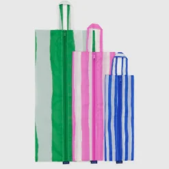 Women Baggu 3D Zip Pouch Set in Painted Stripe by