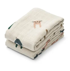 Liewood AW24 Lewis Muslin Cloths in Bunny / Sandy by Liewood (2 Pack)