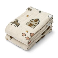 Liewood AW24 Lewis Muslin Cloths in Farm / Sandy by Liewood (2 Pack)
