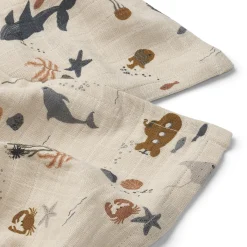 Liewood SS25 Lewis Muslin Cloths in Sea Creature / Sandy by Liewood (2 Pack)