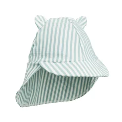 Kids Liewood Clothing 70% Off Senia UV Sun / Swim Baby Hat in Sea Blue / White Seersucker by Liewood - Last One In Stock - 0-3 Months