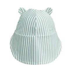 Kids Liewood Clothing 70% Off Senia UV Sun / Swim Baby Hat in Sea Blue / White Seersucker by Liewood - Last One In Stock - 0-3 Months